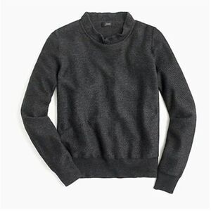 J.Crew Ruffle Neck Pullover Sweater Grey XS